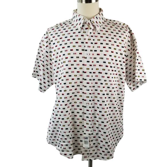 Ralph Lauren Chaps White Blue Flag Short Sleeve Vintage Button Down NEW Size XL - Picture 1 of 4